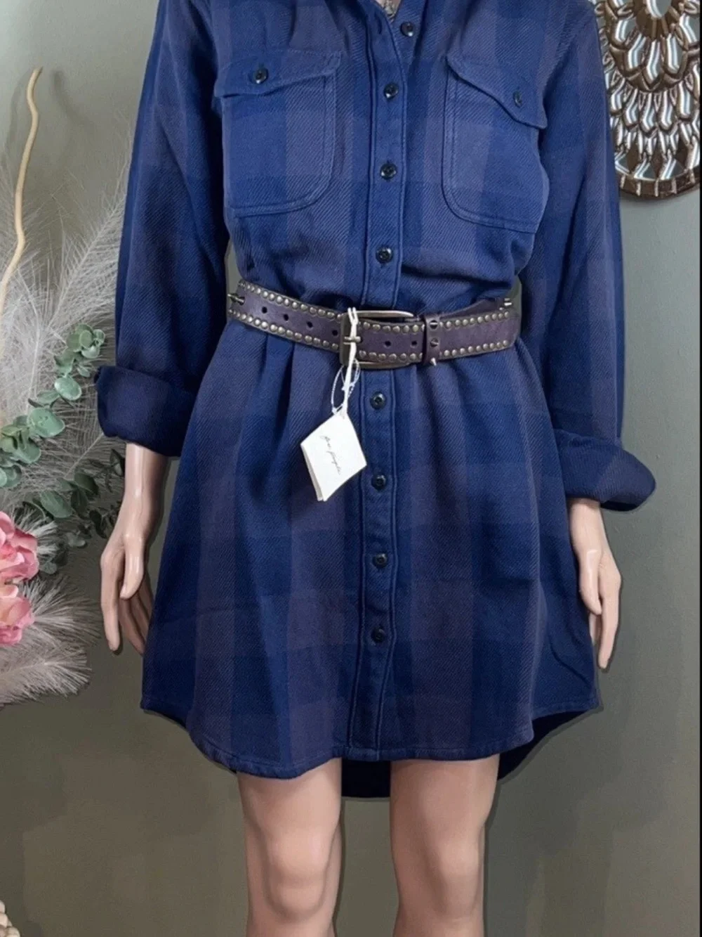 Free People Vertigo Studded Brown Belt nwt M/L